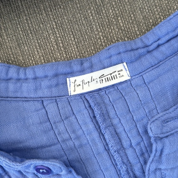 Free People x CP Shades Yoko Cropped Top Blue Fizz Medium 100% Cotton USA Made - Picture 5 of 9